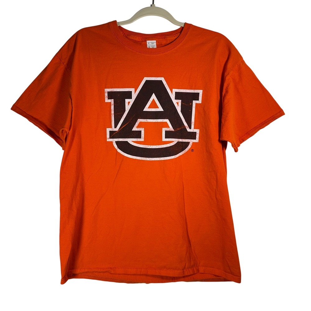 Auburn Tigers NCAA Mens Large Orange‎ Short Sleeve Graphic T-Shirt AU Logo